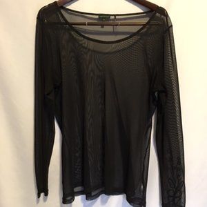 TRICOTTO SHEER TOP w/DESIGN  XL